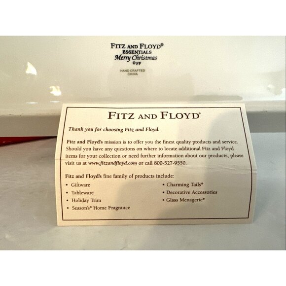 Fitz and Floyd Merry Christmas Serving Tray 12" x 4.5" Hand Painted New In Box - Picture 4 of 5